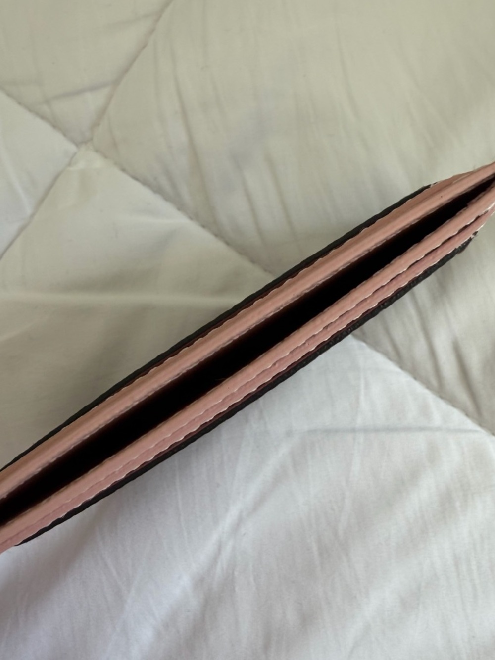 Louis Vuitton Brown Monogram Card Pouch with Pink Trim and Gold Charm-authentic - Picture 3 of 9